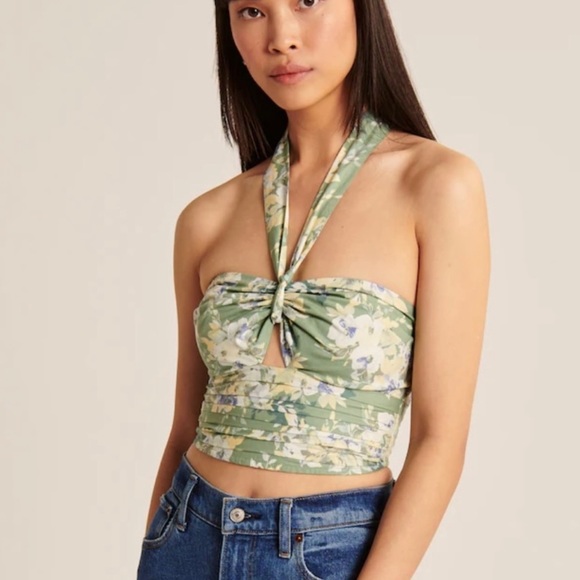 Abercrombie & Fitch Tops - Abercrombie & Fitch | Poplin Knot-Front Halter Top